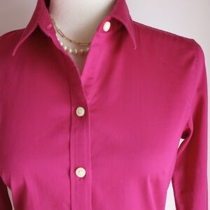 Banana Republic Factory Raspberry Pink Cotton Button Down Dress Shirt Size 6